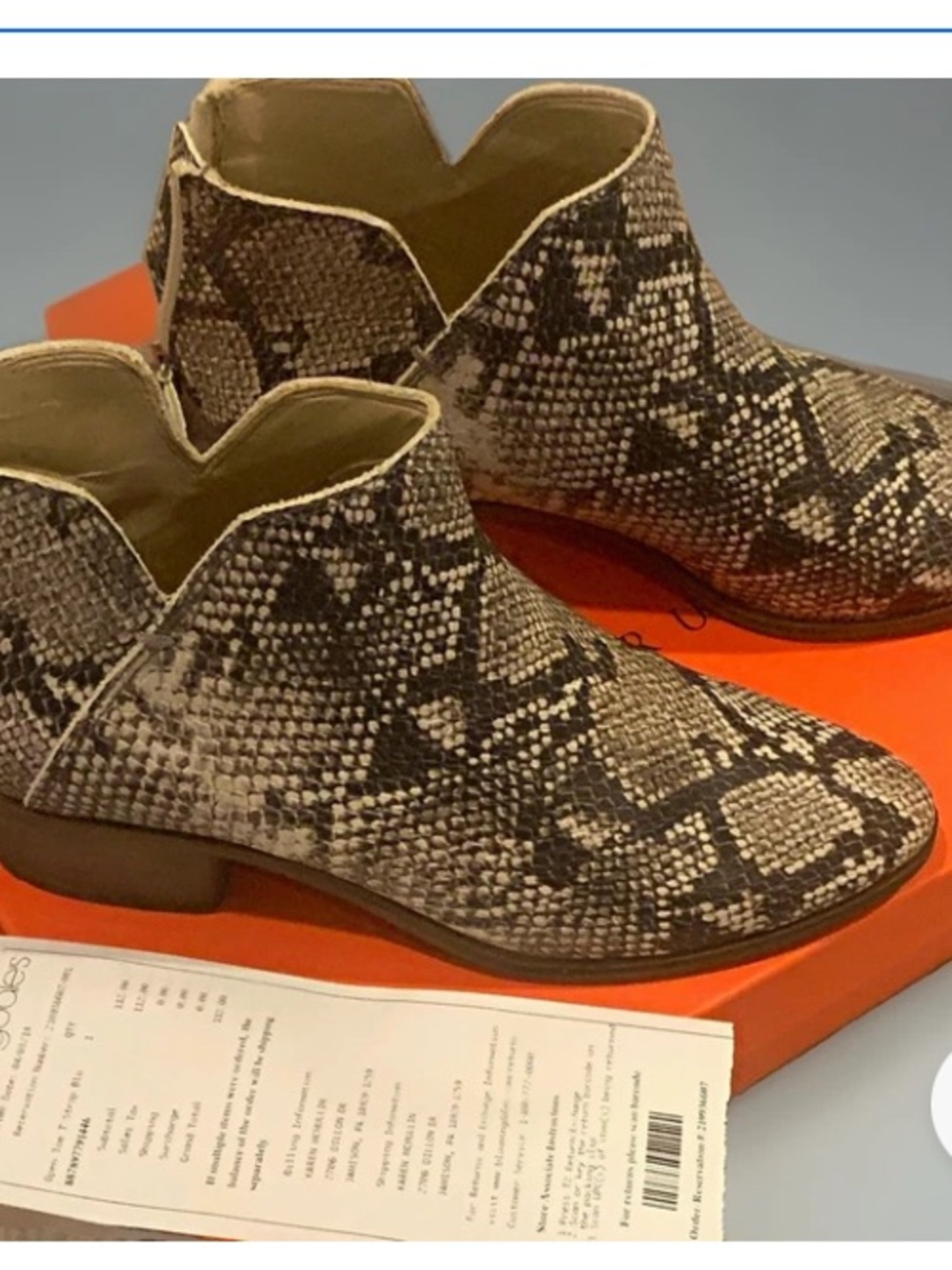 Ivanka Trump Beige and Brown Snake-Print Ankle Booties